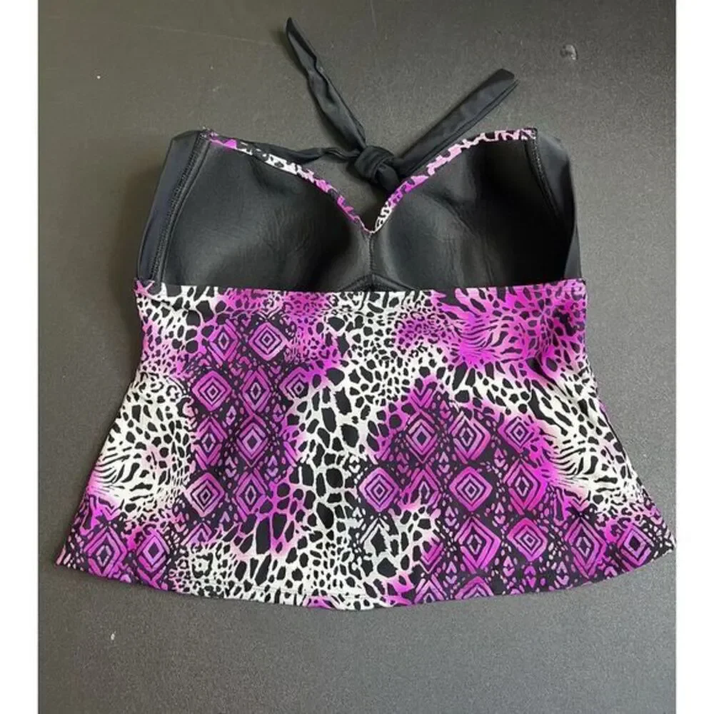 Catalina‎ Women's Size L (36/38 C/D) Tankini Halter Top Padded Pink Purple Black